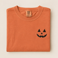 Minimalistic Jack-O’-Lantern Embroidered Comfort Colors T-Shirt