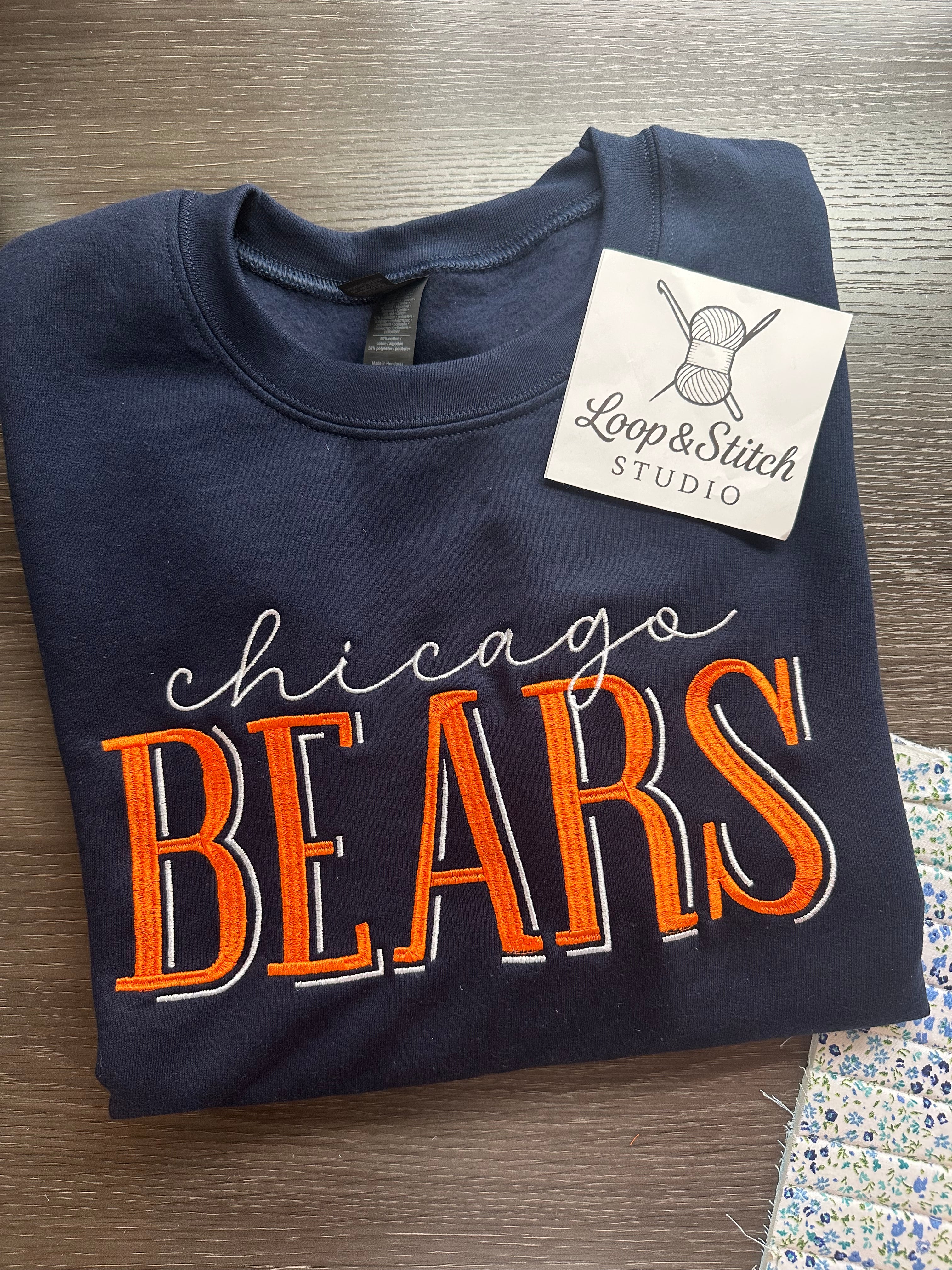 Embroidered Chicago Bears Team Crewneck Sweatshirt