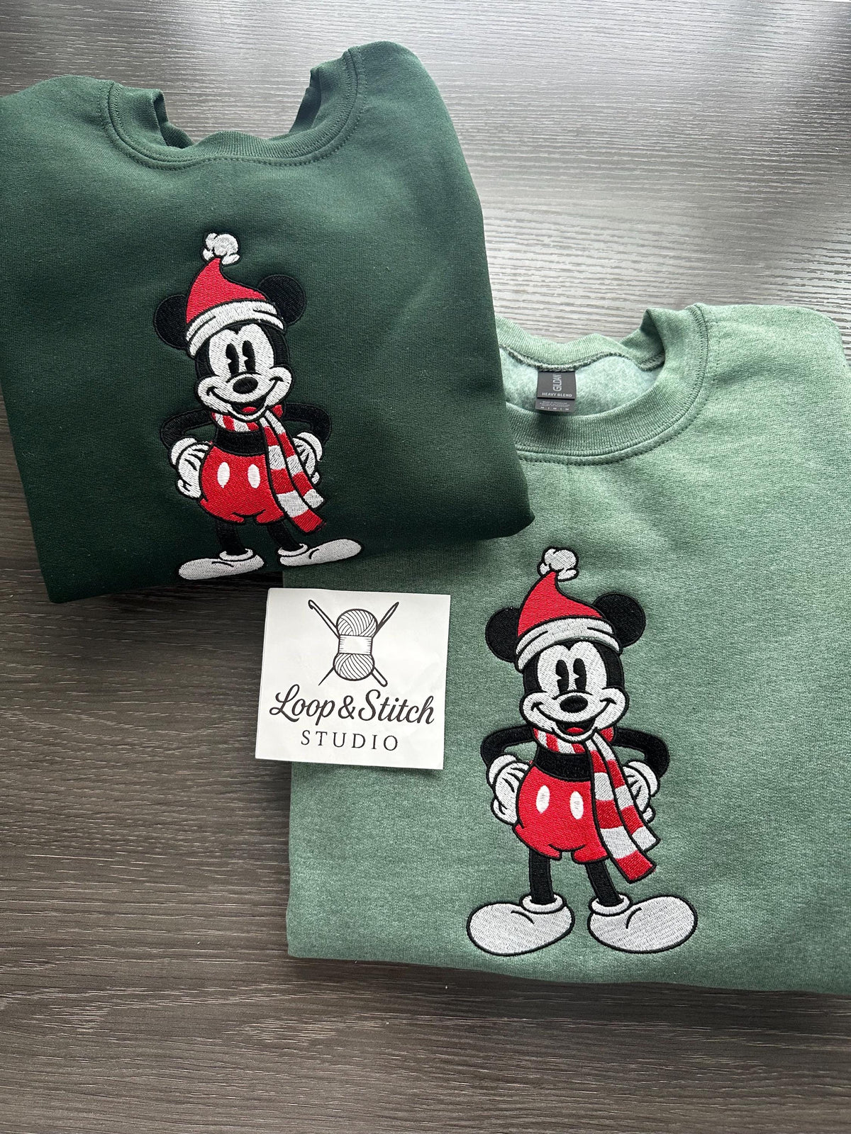 Classic Mouse Christmas Embroidered Crewneck | Handmade Holiday Family Matching Outfits