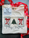 Merry Christmas Bow Embroidered Shirt