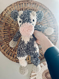 Plush Cow Lovey – Handmade Crochet Baby Security Blanket
