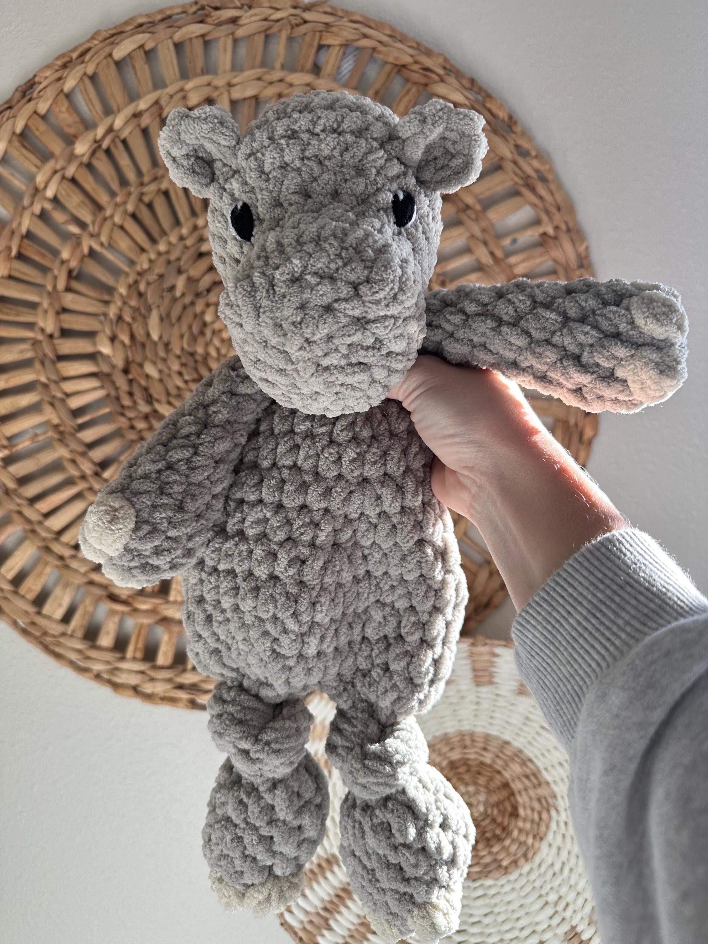 Crochet Hippo Lovey: Handmade Baby Blanket Yarn Plush